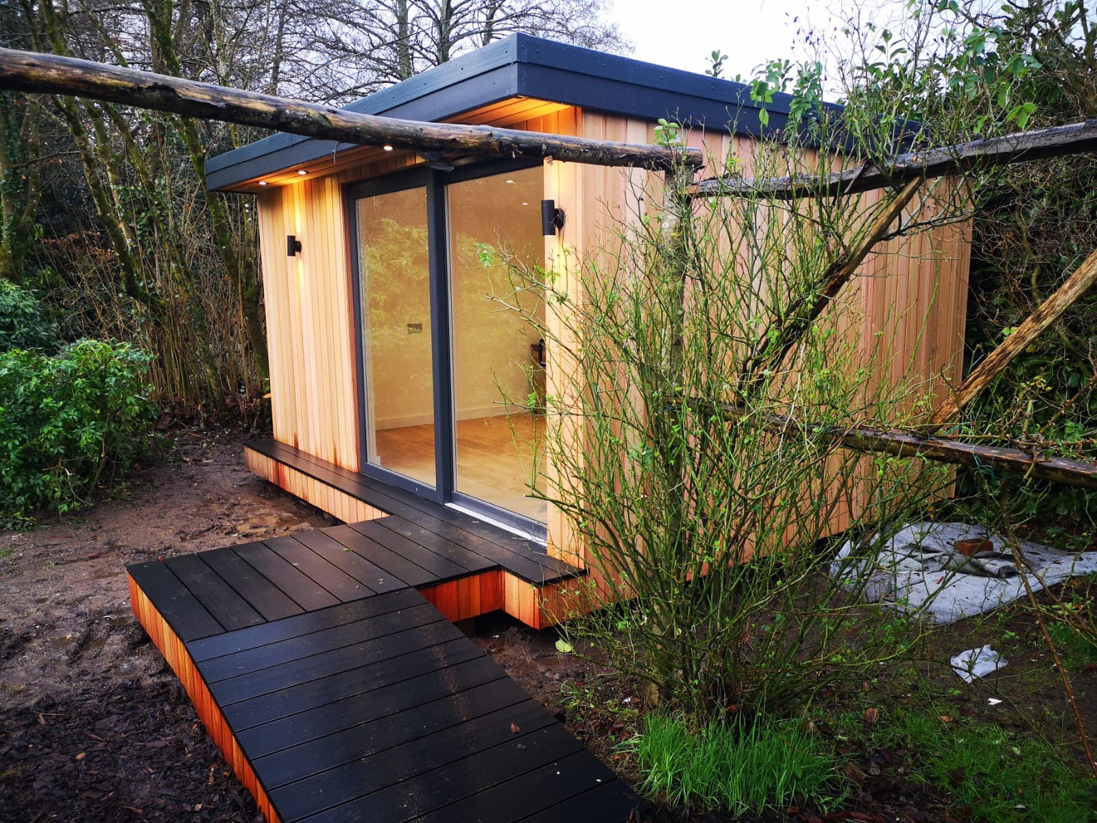 Sidbury, Devon modified garden room with cedar cladding